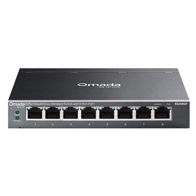TP-LINK Omada ES208GP 8-vratno gigabitno stikalo PoE+ RJ45 z upravljanjem