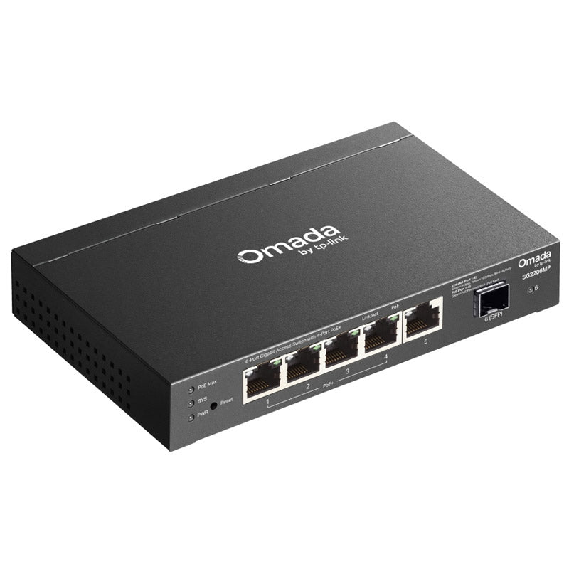 TP-LINK Omada SG2206MP 6-vratno 5x gigabitno (4x PoE+) RJ45 1x gigabitno SFP mrežno stikalo