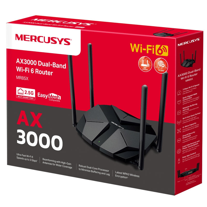 MERCUSYS MR85X AX3000 Dual-Band Wi-Fi6 2.5G brezžični usmerjevalnik-router