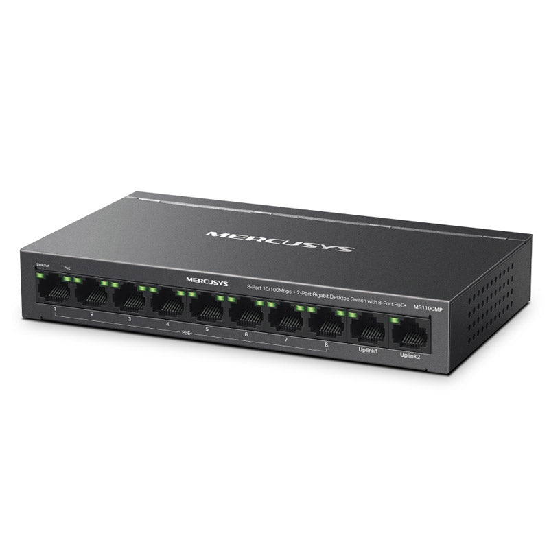 MERCUSYS MS110CMP 10-vratno 8x 10/100Mbps PoE+ RJ45 2x Gigabit RJ45 mrežno stikalo