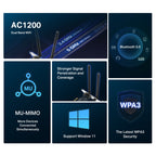 MERCUSYS MA30E AC1200 WiFi Bluetooth Dual Band PCIe mrežna kartica