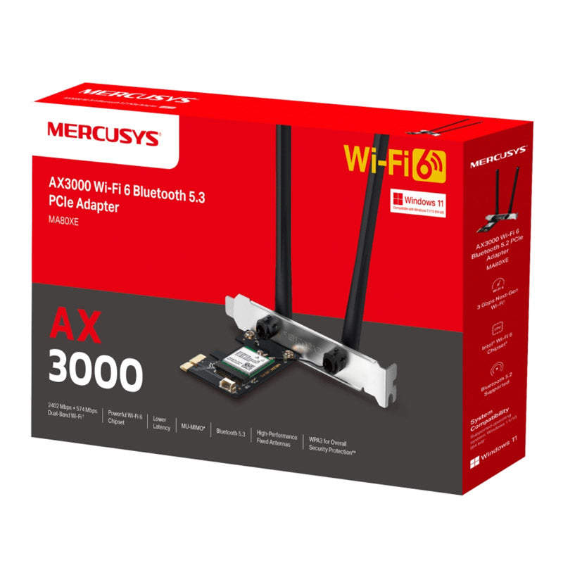 MERCUSYS MA80XE AX3000 WiFi 6 Bluetooth 5.3 Dual Band PCIe mrežna kartica
