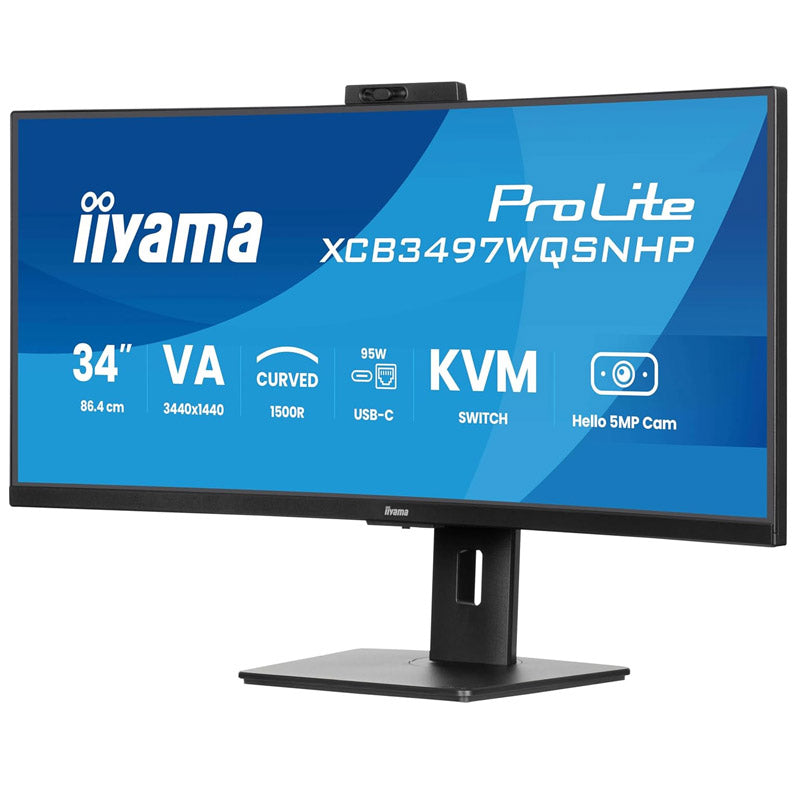 IIYAMA ProLite XCB3497WQSNPH-B1 86,7cm (34") UWQHD VA 120Hz HDMI/DP/USB-C/RJ-45 kamera zvočniki ukrivljen monitor