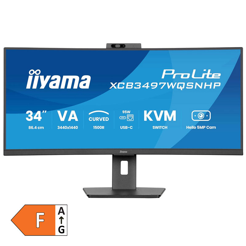 IIYAMA ProLite XCB3497WQSNPH-B1 86,7cm (34") UWQHD VA 120Hz HDMI/DP/USB-C/RJ-45 kamera zvočniki ukrivljen monitor