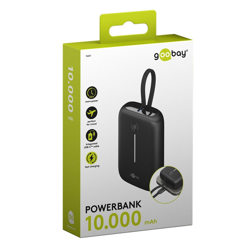 GOOBAY PowerBank 10.000 mAh USB-C črna prenosna baterija
