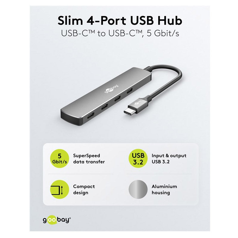 GOOBAY USB-C na 4x USB 3.2 C siv USB hub