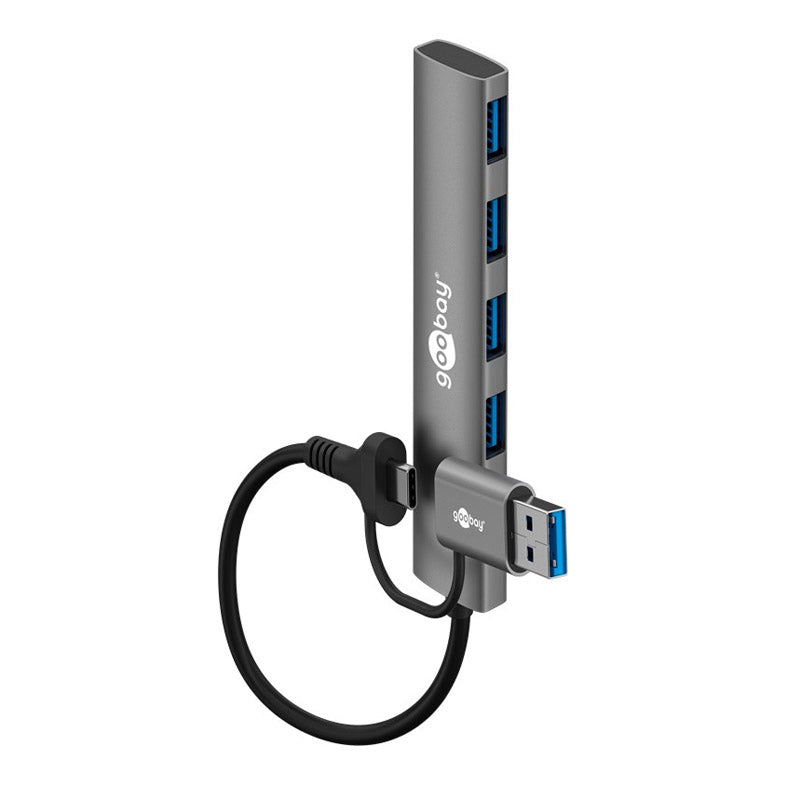 GOOBAY USB-C na 4x USB 3.2 A siv 2iN1 USB hub