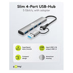 GOOBAY USB-C na 4x USB 3.2 A siv 2iN1 USB hub