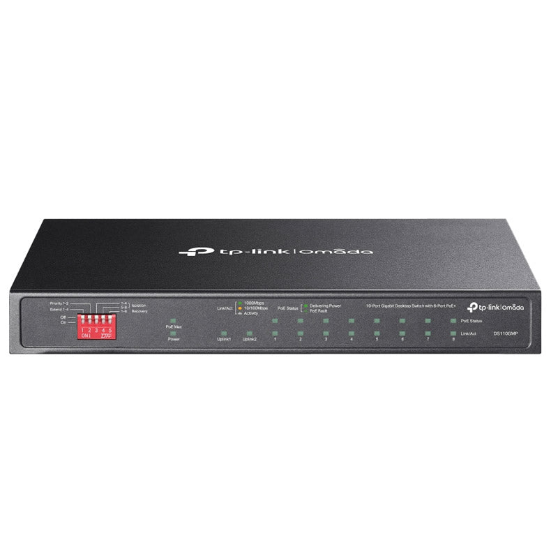 TP-LINK Omada DS110GMP 10-port 9xGbE 8xPoE+ RJ45 1x GbE SFP/RJ45 Combo Unmanaged mrežno stikalo switch
