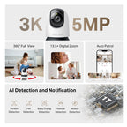 MERCUSYS MC230 5MP 3K 4mm Pan/Tilt Wi-Fi notranja nadzorna kamera