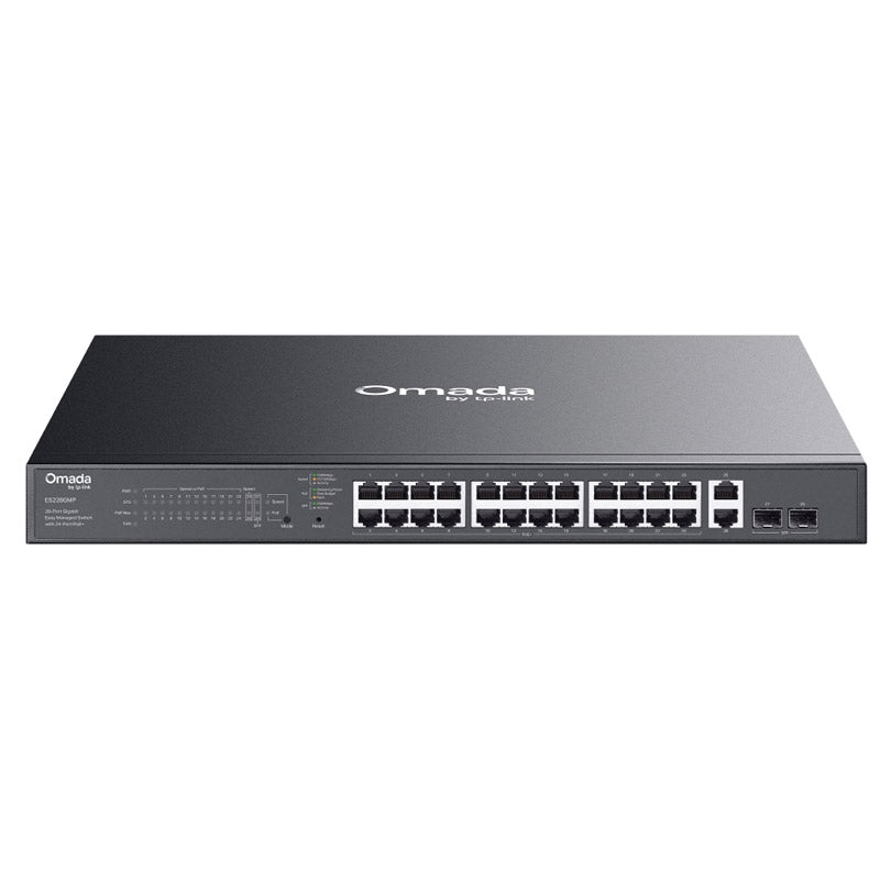 TP-LINK Omada ES228GMP 28-port 26x Gigabit RJ45 24x PoE+ 2x Gigabit SFP Easy managed mrežno stikalo switch