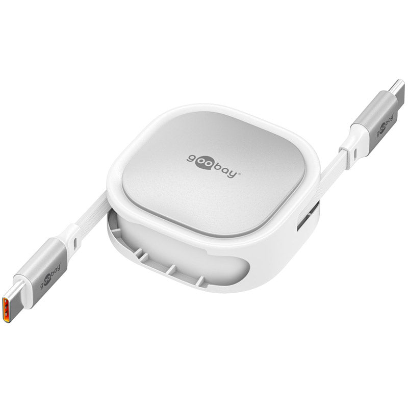 GOOBAY USB-C na USB-C 1m 60W 480Mbit/s bel samonavijalni podatkovni in polnilni kabel