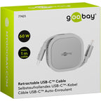 GOOBAY USB-C na USB-C 1m 60W 480Mbit/s bel samonavijalni podatkovni in polnilni kabel