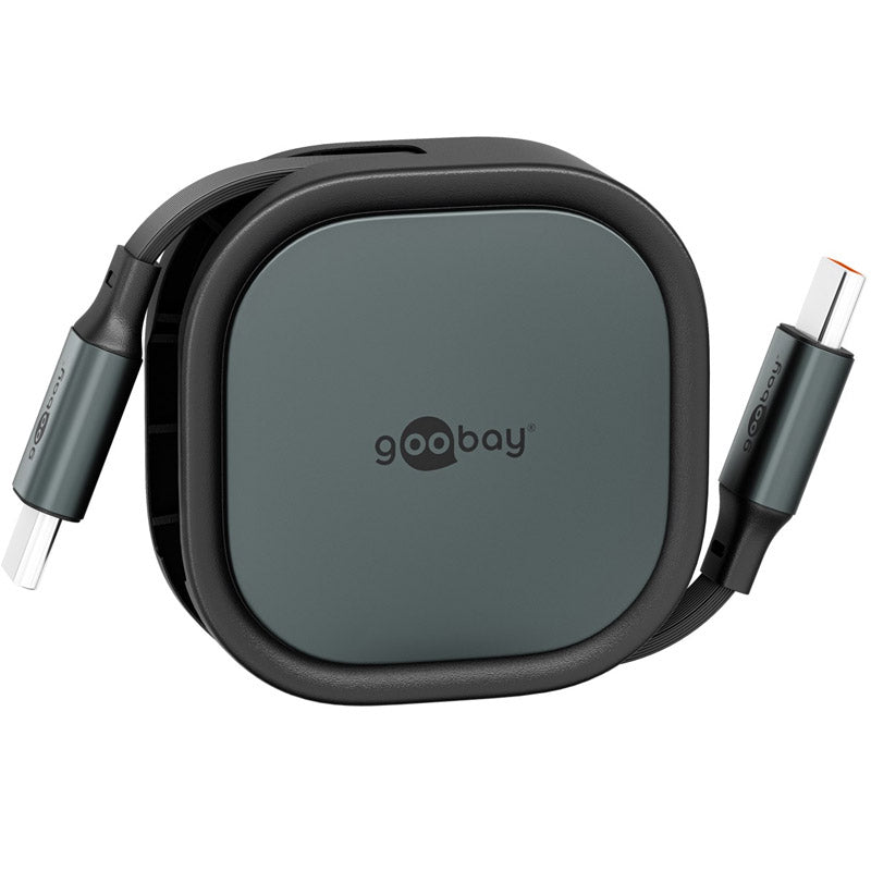 GOOBAY USB-C na USB-C 1m 60W 480Mbit/s bel samonavijalni podatkovni in polnilni kabel
