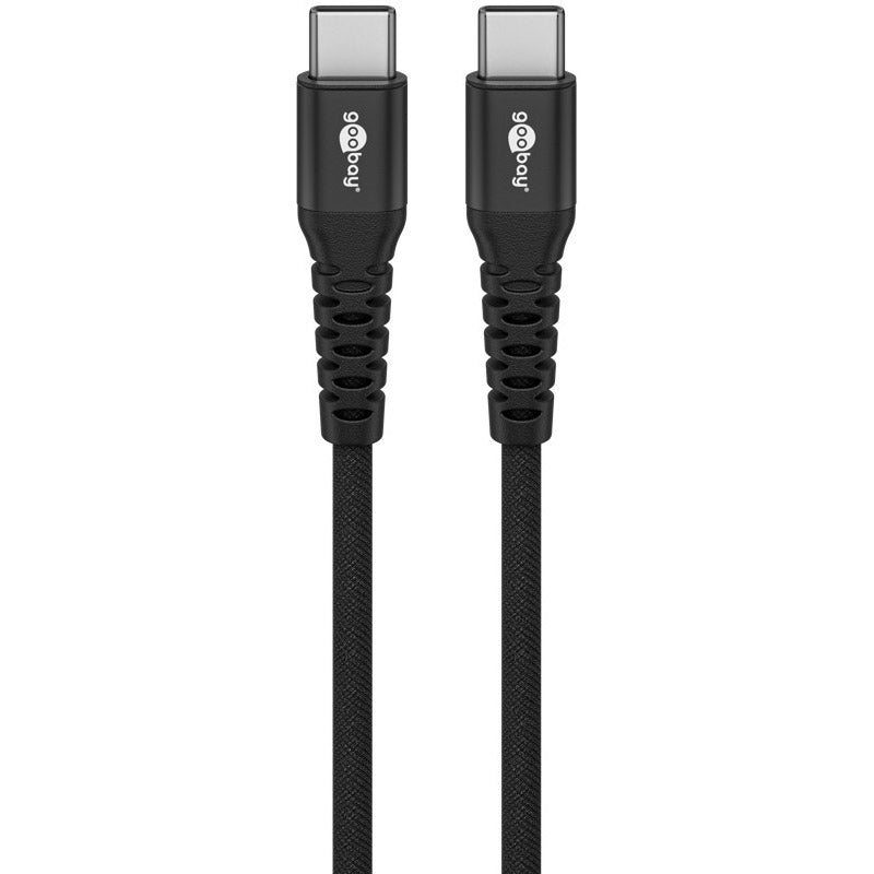 GOOBAY USB-C na USB-C 0,5m 60W 480Mbit/s črn Supersoft tekstilni podatkovni in polnilni kabel