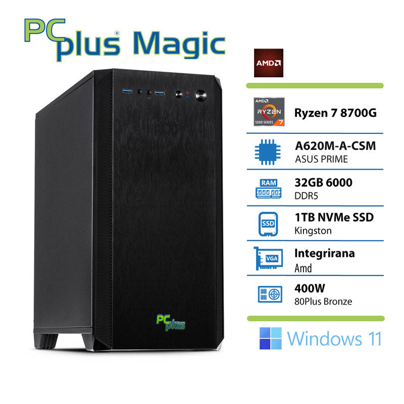 PCPLUS Magic Ryzen 7 8700G 32GB 1TB SSD Windows 11 Pro namizni računalnik