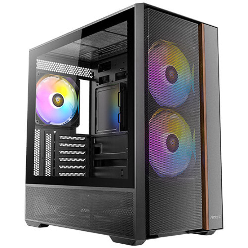 ANTEC Flux Rear midi-ATX ARGB okno leseno črno/rjavo gaming ohišje