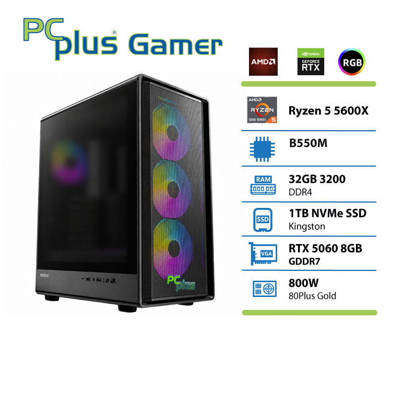 PCPLUS Gamer Ryzen 5 5600X 32GB 1TB RTX 5060 OC 8GB gaming namizni računalnik